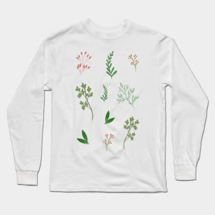 Simple green leaves sticker pack Long Sleeve T-Shirt